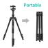JMARY KT325-NB30 1.6m Aluminum Alloy Cell Phone Tripod Stand for SLR, Action Camera Rotating Portable Tripod Holder - Black